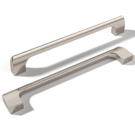 monti hardware | 10 Pack Brushed Nickel 6.3 Inch Hole Center | Solid Metal Cabinet Handles Bathroom Home Decor Drawer Pulls | Stainless Metal Kitchen Cabinet Handles | Etna Collection