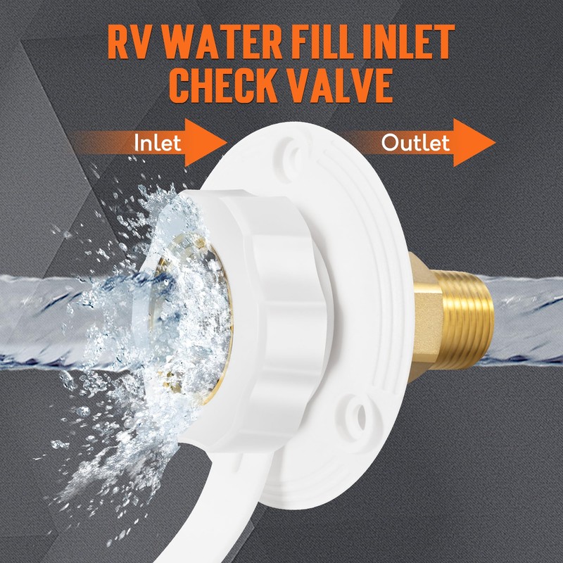 TONDA RV City Water Inlet with Check Valve, Brass Thread