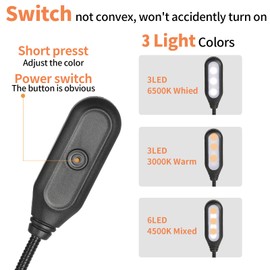 Hilngav 4 Pack Reading Light with 3 Color Temperature, 6 LED Book Clip Lamp for Reading in Bed, Easily Clip on to a Small Mini Lightweight Book for Read Kids