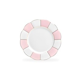 Grace Teaware Pink and White Scallop Shaped Fine Porcelain Plate Set of One (8-inch Dessert Plate)