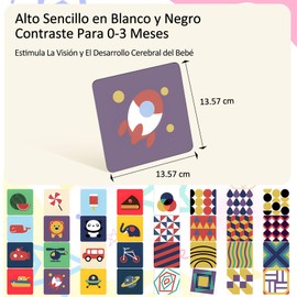 YFCVIP Tarjetas Flash de Alto Contraste para Niños - 64 Tarjetas Flash con 128 Patrón, Tarjetas Didácticas de Estimulación Visual Temprana, Doble Cara Tarjetas Blanco y Negro para Regalar a los Niños