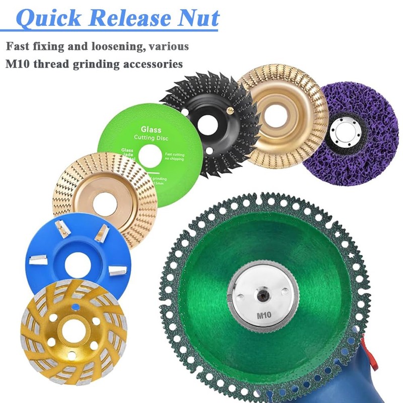 Eyech M10 Thread Quick Release Flange Nut, Angle Grinder Self-Locking