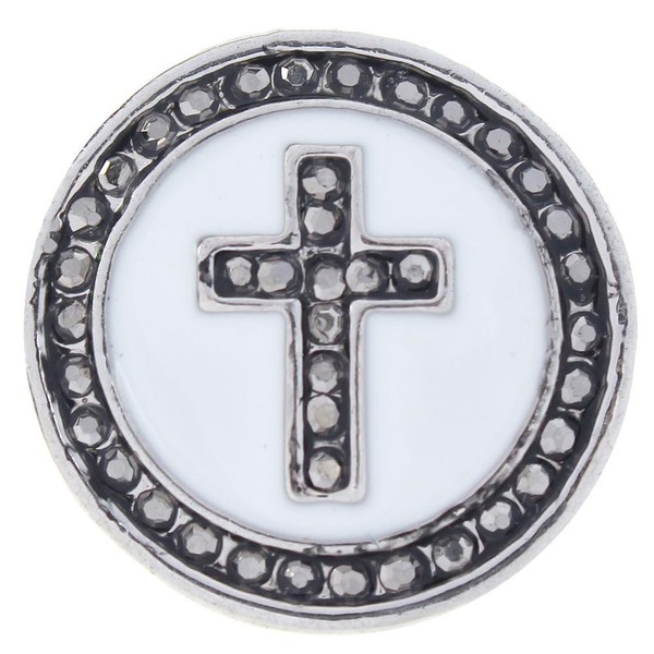 SnapAccents White Cross Snap Jewelry 18MM Ginger Charm Faith Custom