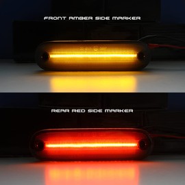 TOTMOX Smoke Lens LED Side Marker Lights for 1990-2005 Miata MX-5 MX5 Amber Front & Red Rear Side MarkersTurn Signal Light(Left+Right), Replace OEM#NA01515EXA MA2550107 MA2551107 8BN1-51-120