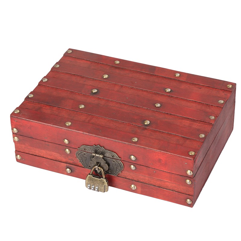 Antique Storage Box with Lock Wooden Document Box for Cosmetic