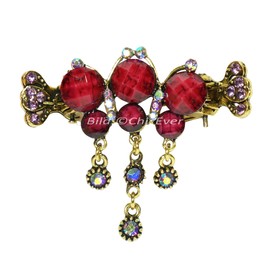 Beautiful Butterfly Hair Clamps In Vintage Style – Metal, Rhinestone & Acrylic, Hair Clip, Burgundy, Gold, 8127
