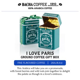 Bacha Coffee | I Love Paris Fine Flavoured, Ground Beans, Medium Roast, 100% Arabica Specialty Coffee, 250g Signature Nomad Collection, Gift Box