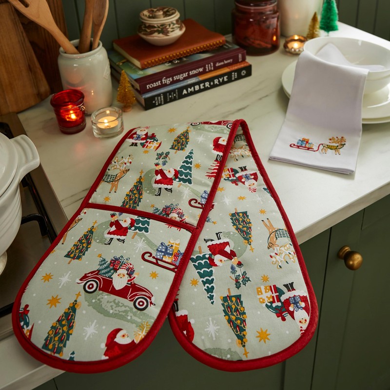 Christmas Textiles - Tis the Season Recycled Double Oven Glove