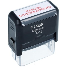 stampexpression - Tax Filing Extension Approved Office Self Inking Rubber Stamp - Red Ink (A-50060)