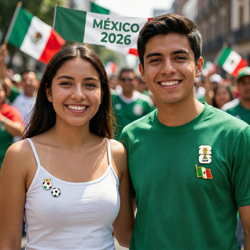 Broche Metálico Copa Mundia Fútbol Bandera De México