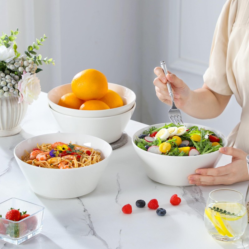 MALACASA Large Salad & Soup Bowls - Set of 4,