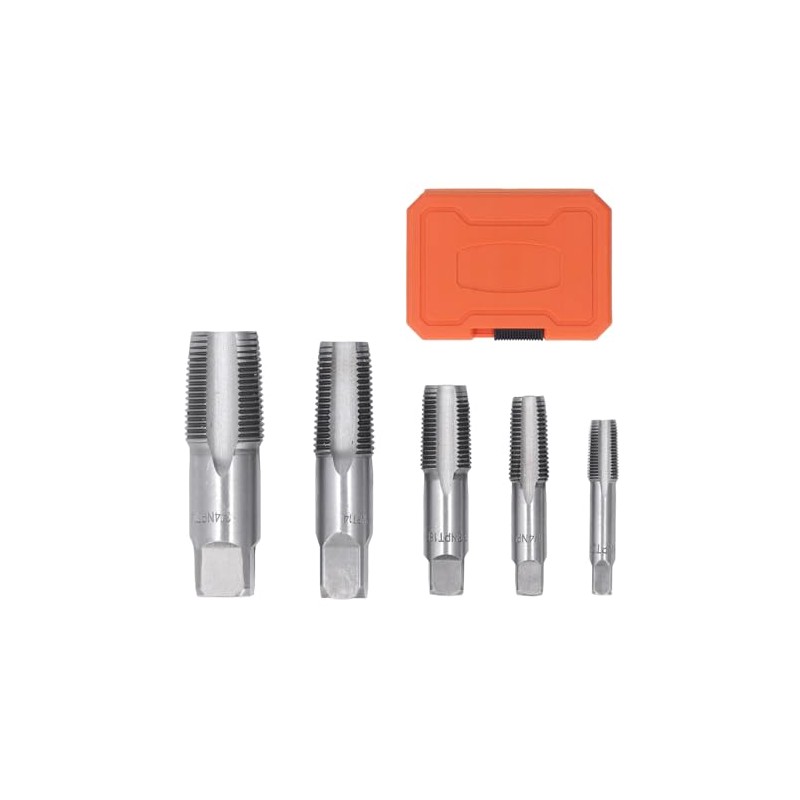 5 Piece NPT Pipe Tap Set, Carbon Steel Threading Plumbing