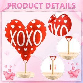 3 Pcs Valentine's Day Fabric Heart Ornaments Wood love Sign Love Be Mine Fireplace Mantel Decor Rustic Freestanding Valentines Table Centerpiece for Valentine's Day Wedding Party Decoration DIY Crafts