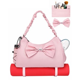 WOLT | Gym Bag For Women -Yoga Mat Bag with Shoe Compartment,Women's Overnight Travel Backpack with Yoga Mat Holder and Wet Pocket,Fitness Bags with Yoga Mat Fastener, duffel bags for women,traveling  bag - Color: Pink