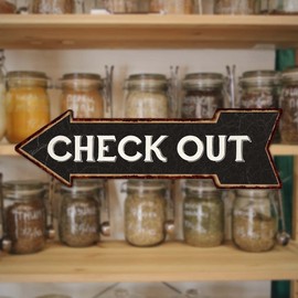 Check Out Left Arrow Vintage Looking Metal Sign 5x17 205170004002