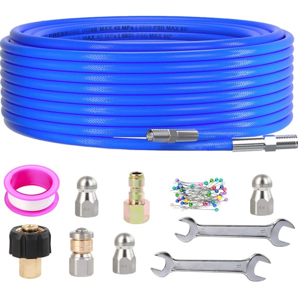 100FT Sewer Jetter Kit for Pressure Washer, 5800PSI Pressure Washer