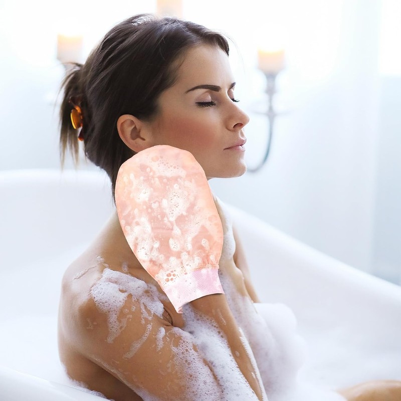 Glims Guante Exfoliante de Baño para Mujer Tejido Imitación Seda,