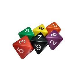 8-Sided Dice Set, Multi-Coloured Gaming Dice, D8 Octahedron Numbers 1-8