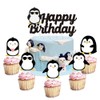 25 piezas de decoración para tartas de cumpleaños, pingüino, pingüino,