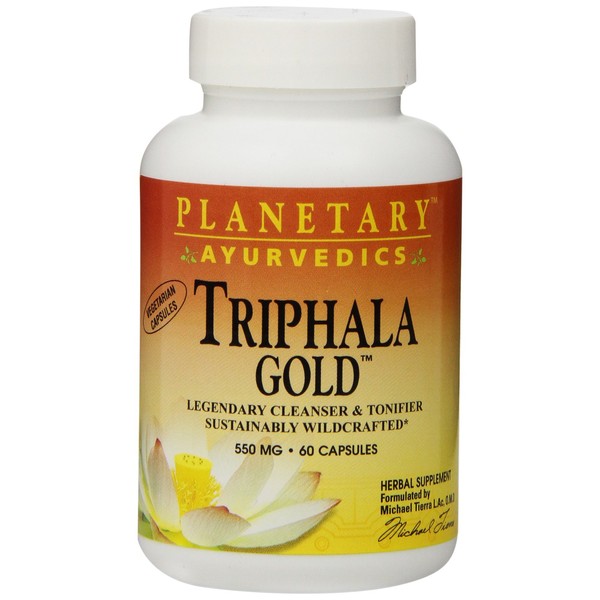 Planetary Herbals Triphala Gold by Planetary Ayurvedics 550mg, Cleanser for GI Tract Wellness, 60 Vegetarian Capsules