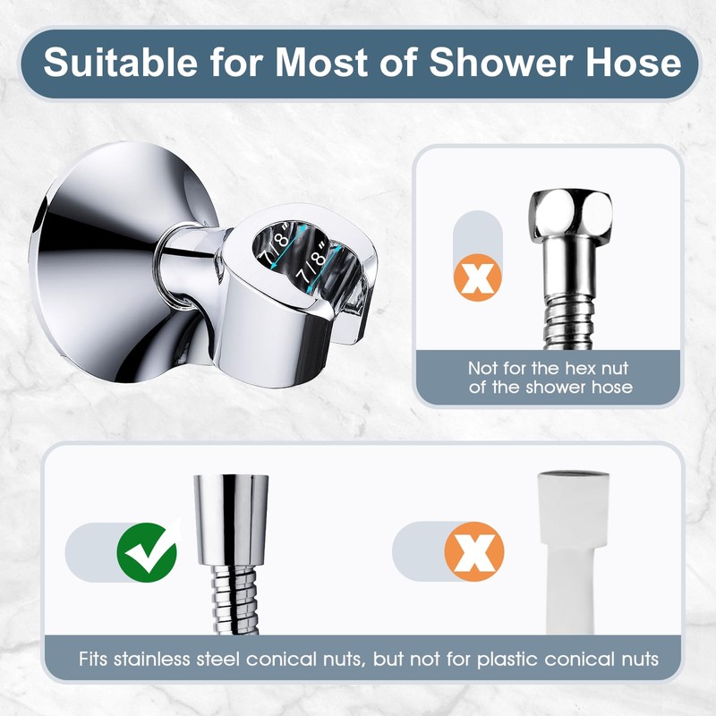 BRIGHT SHOWERS Strong Adhesive Shower Head Holder with Dual Angle