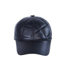 Mumcu's Leather Baseball Cap Adjustable with Diamond Design (Black)