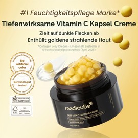 medicube Deep Vitamin C Golden Capsule Face Moisturizer Liposom Kapseln gegen Falten, Skin Radiance, transparentes Gel für strahlende Feuchtigkeit Koreanische Hautpflege 1,94 Unzen