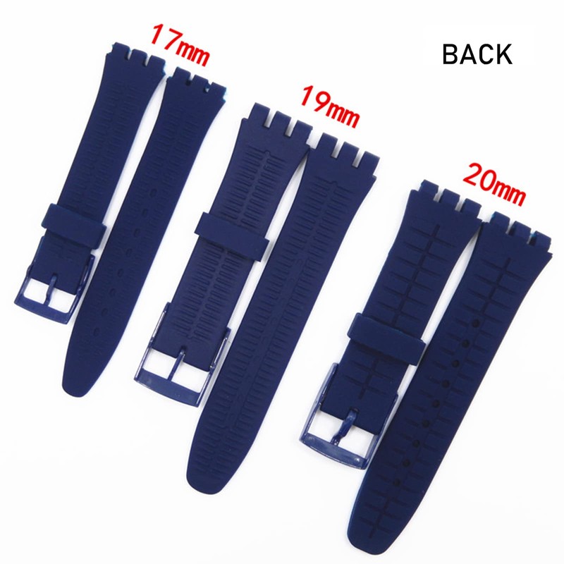Lijinlan Replacement Silicone Band for Swatch 17mm 19mm 20mm, Waterproof