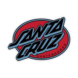 Santa Cruz Skateboards Sticker Oval Outline Dot Red/Blue 3.5"