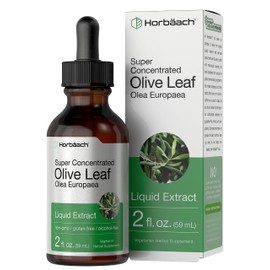 Horbäach Olive Leaf Extract Liquid | 2 fl oz | Super Strength | Alcohol Free, Vegetarian, Non-GMO, Gluten Free