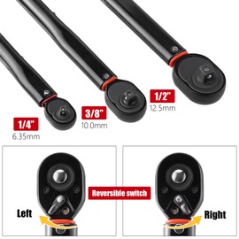 Shewtme Torque Wrench 3/8 inch Drive, 19-110 Nm Range, Reversible Ratchet Head Torque Wrenches with Dual Range Scales, for Bicycle, Motorcycle, Car,Maintenance (Black, 19-110Nm)