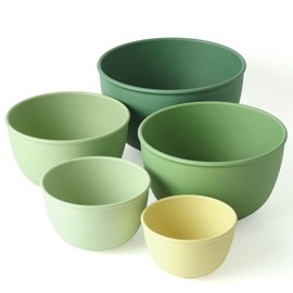 Bamboozle Mixing Bowls | 5 Piece Plant-Based Nesting Bowl Set | Matte Finish | Multi-Color | Dishwasher and Microwave Safe | Fresh Guacamole