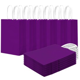 qiqee 24PCS Small Gift Bag with Handles Bulk 8.3"x6"x3" Gift Bags Green Lotus Purple Bags Multiple Uses (Small Size)