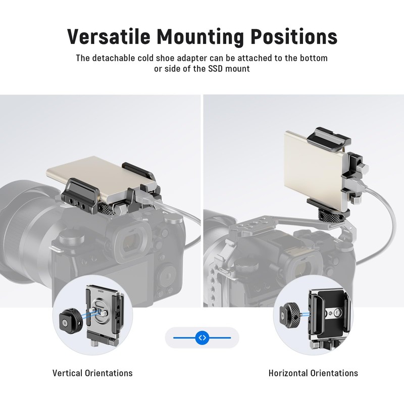 NEEWER Universal SSD Holder Mount Bracket with Cold Shoe Clamp,