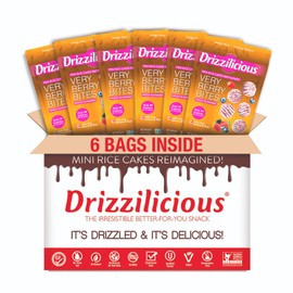 Drizzilicious Mini Rice Cakes Very Berry - Rice Crisps, Healthy Snack for Adults and Kids, Flavored Rice Cakes, Vegan, Gluten Free, Allergen Free, Only 90 Calories Per Serving - 4 oz (Pack of 6)
