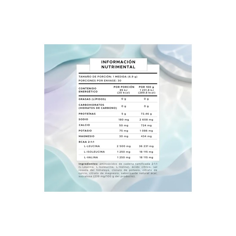 Pure Form BCAA Electrolitos BCAA Suplemento en polvo con Electrolitos