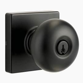 BRINKS – Contemporary Keyed Entry Ball Door Knob, Matte Black - Designed for Sleek and Modern Homes and Blends Seamlessly with Interior Décor (E2416-122)