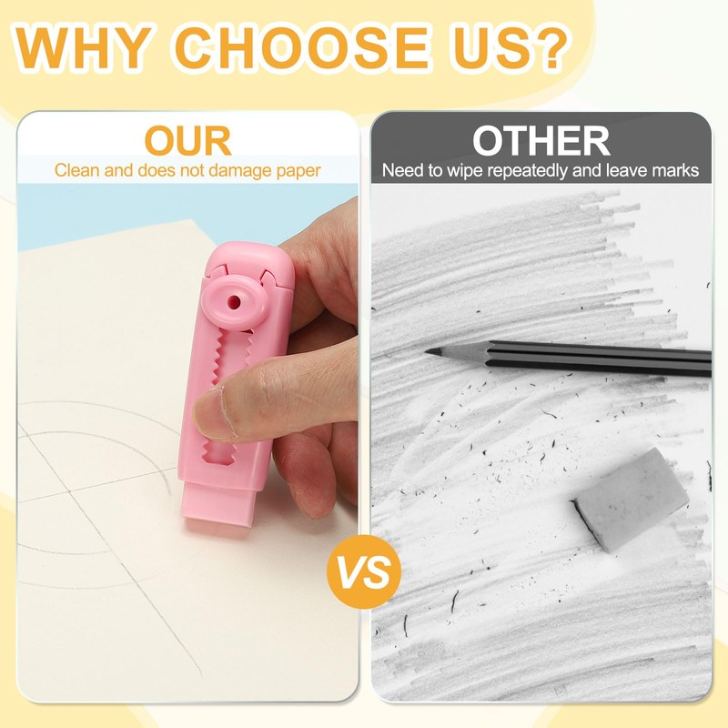 PATIKIL 8pcs Erasers, Sliding Elastic Eraser Push Pull Cute Pencil