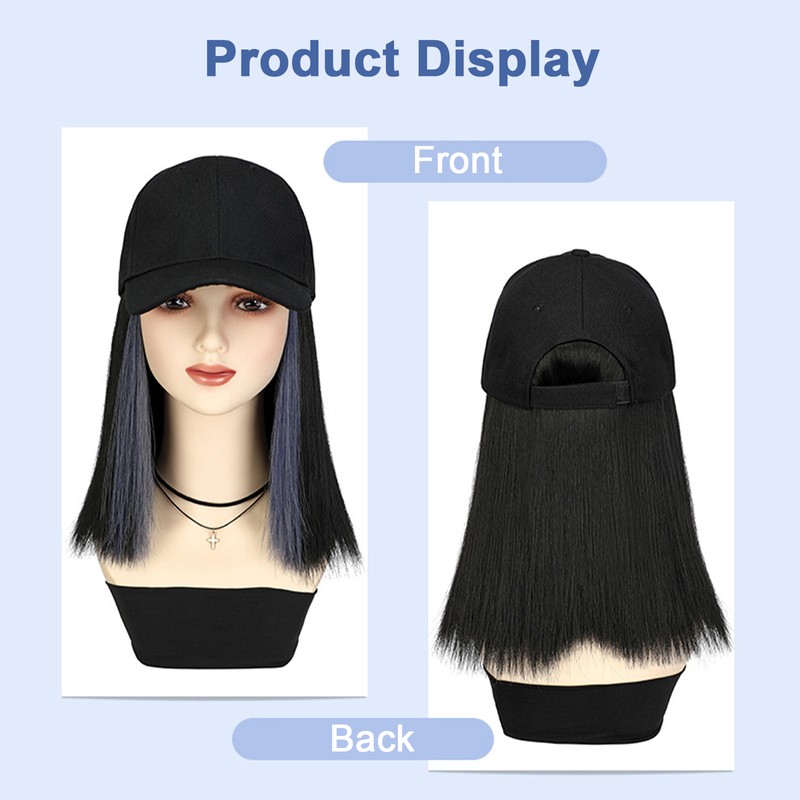 Short Straight Hair Wig with Cap Women's Baseball Cap Wigs