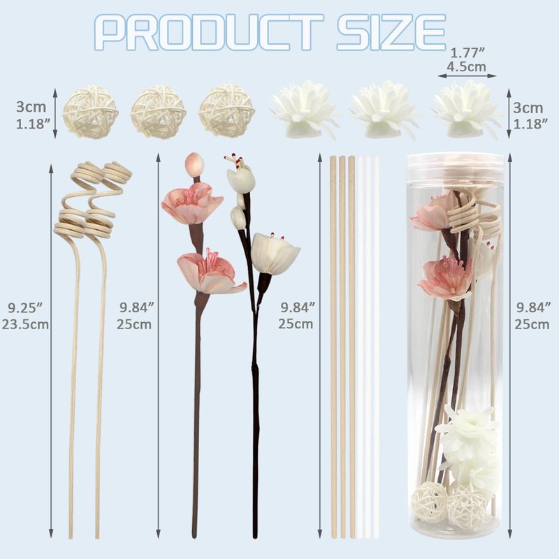 10 Pcs Reed Diffuser Sticks, Natural Rattan Hand Made Flower