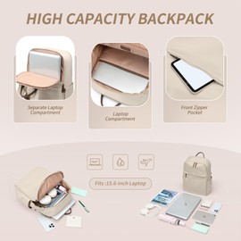 GOLF SUPAGS Women's Casual Daypack for Work, Travel, College, Backpack, Purse, Fits 15.6 Inch Notebook (Apricot)