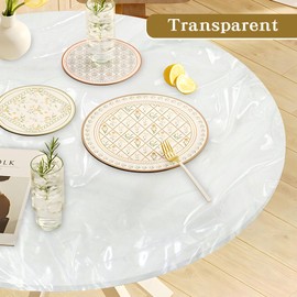 Klmnop Clear Oval Vinyl Fitted Tablecloth, Fits 52 x 70 Inch Oval Table, Waterproof Elasticized Table Cover Tablecloth Protector for Dinner Table(Clear)