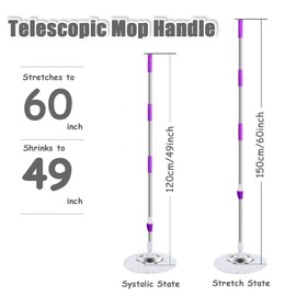 Midremer Extended Spin Mop Replacement Mop Handle, Upgraded 60-inch 360 Degrees Rotating Telescopic Replacement Mop Stick for Spin Mop Bucket Cleaning System (Stainless Steel Disc, Red)