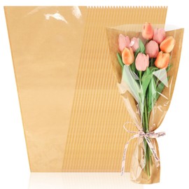 ROLYTA 50 Pcs Flower Sleeves for Bouquets, 9.4x17.5inches Floral Wrapping Paper for Bouquets, Kraft Paper for Flower Wraps, Rose Sleeves Bulk Flower Bags for Wedding Graduation Birthday Mother's Day