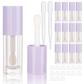 COSIDEA 14pcs Empty Purple 6ml big doe foot wand lip gloss tubes Round Chunky lipgloss tubes containers wholesale with thick large brush