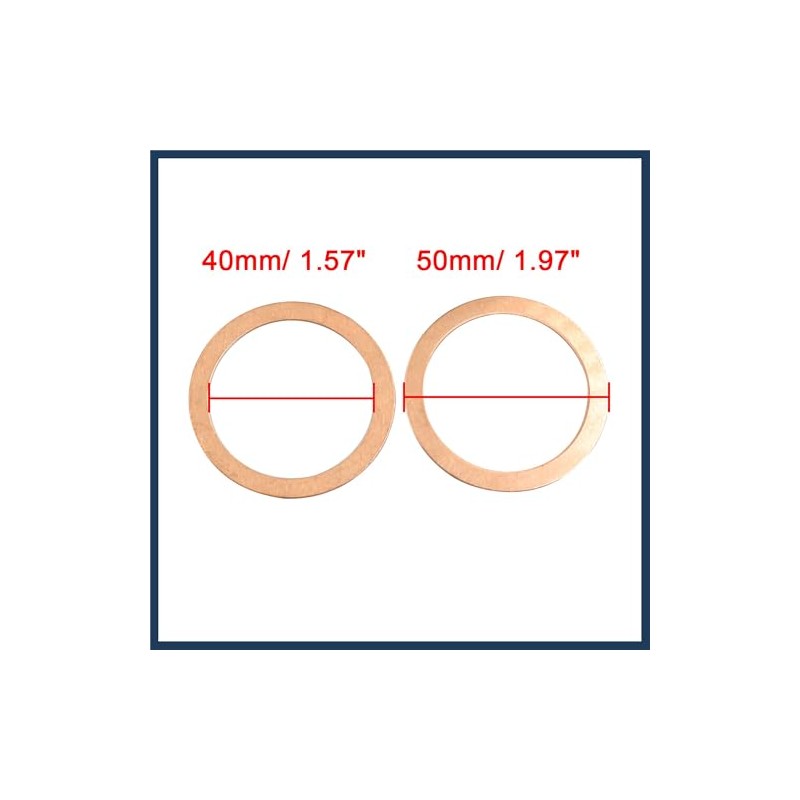 INFINAUTO 2 Pcs 40mm Inner Diameter Copper Washers Flat Gasket