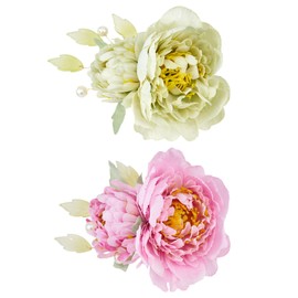 QIUTIMIY 4 Pack Women Flower Hair Clips Artificial Hawaiian Peony Flowers Spring Summer Hair Pins Floral Hair Accessories