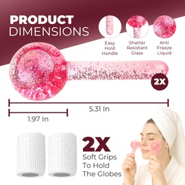 Ice Globes for Face 2Pcs – Enhancing Daily Beauty with Ice Globes for Facials, Skin Tightening & Anti-Aging – Perfect Facial Ice Globes for Puffiness & Wrinkles of Face, Neck & Eyes – Pink