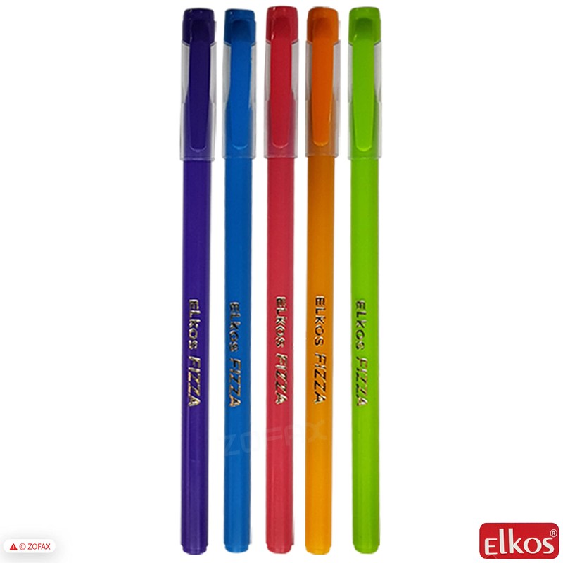 ELKOS BLUE Ballpoint Pens, 0.7mm Fine Point, Pack of 5,