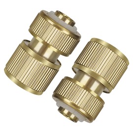 Garden Hose Quick Connector, Brass Garden Hose Connector, 1/2 inch Expandable Garden Hose Faucet Connector, Garden Hose Pipe Faucet Adapter for Washing Machine and Gardening (2 Pack)